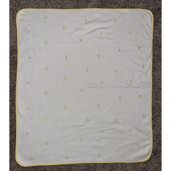 Carter's Baby‎ Blanket Duck Embroidered Cotton White Yellow Trim Small Blanket - Picture 2 of 6